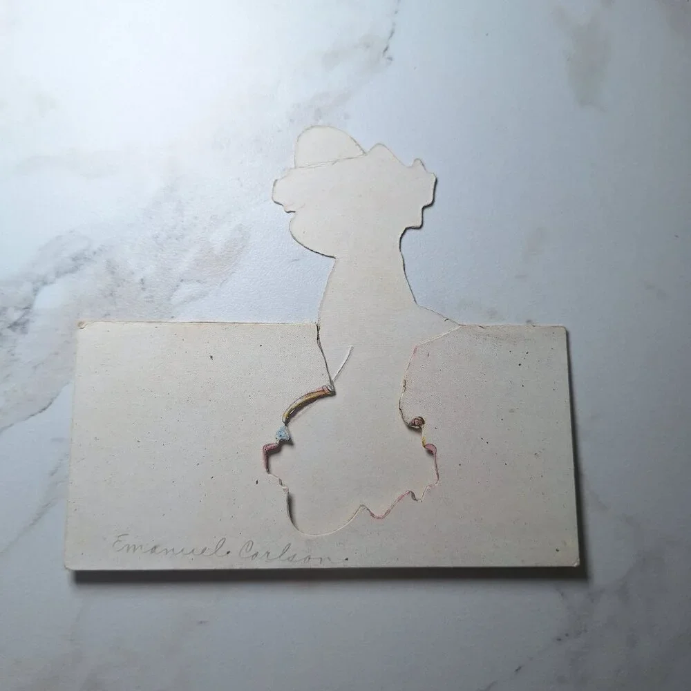 Vintage Valentine Cut Out Card Featuring Girl With Heart Ephemera‎ Junk Journal